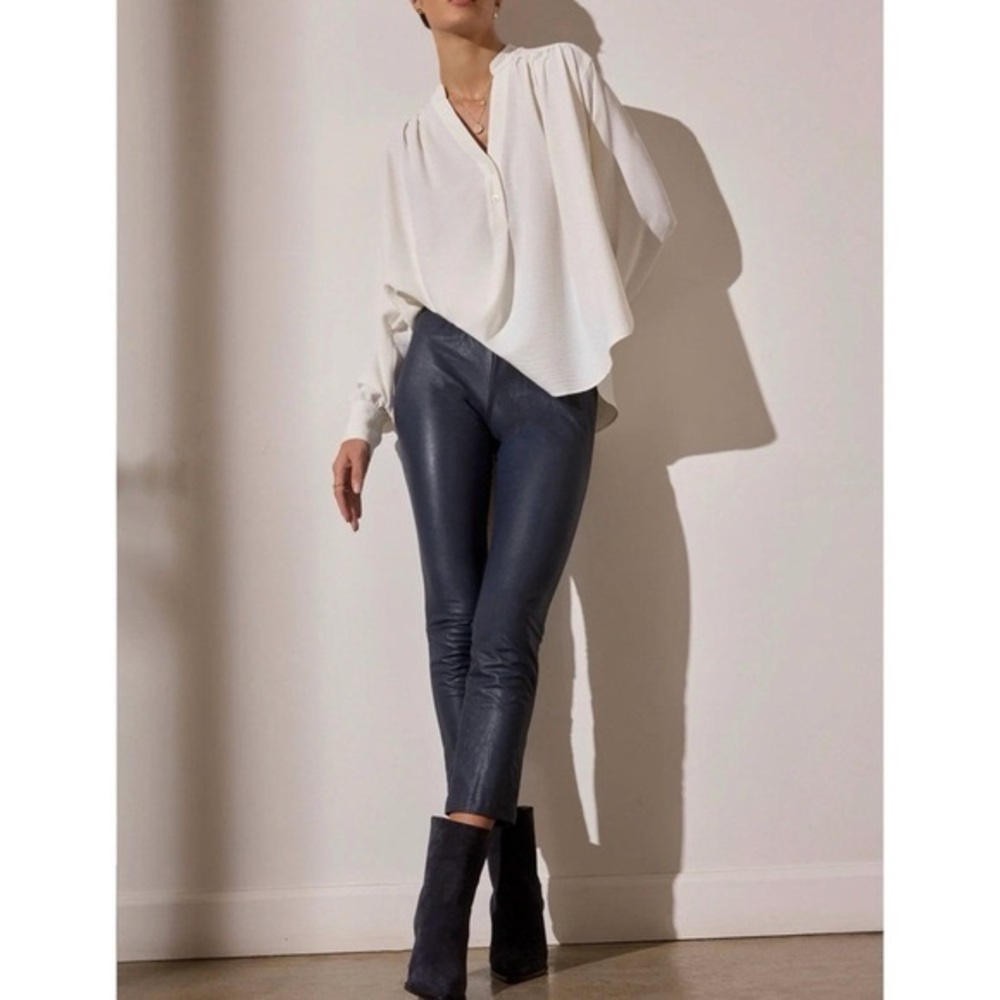 Brochu Walker Leggings S Juniper Crop Pant Gray Leather Quiet Luxury Office